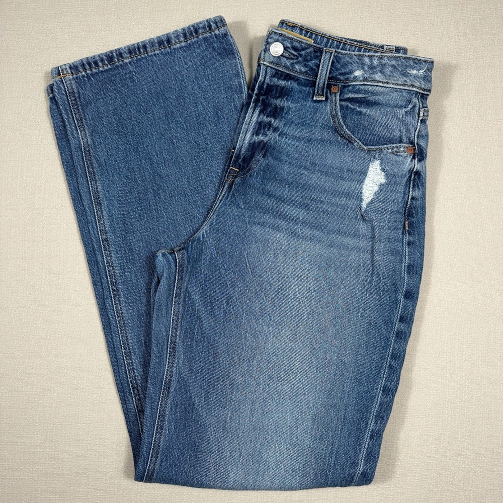 Maurices Goldie Blues Cheeky Wide Leg Jeans Womens 10 Long Blue High Rise Curvy
